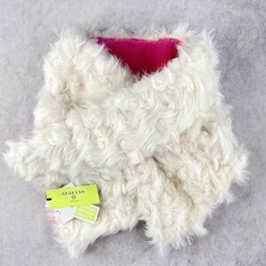 HEURUEH Faux Fur Scarf White Hybrid Pull Thru Winter Neck Warmer Womens One Size